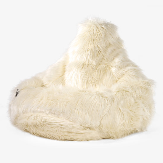 Poltrona Sacco Pouf 'Gioco' - Pelliccia Sintetica Mongola Panna 01