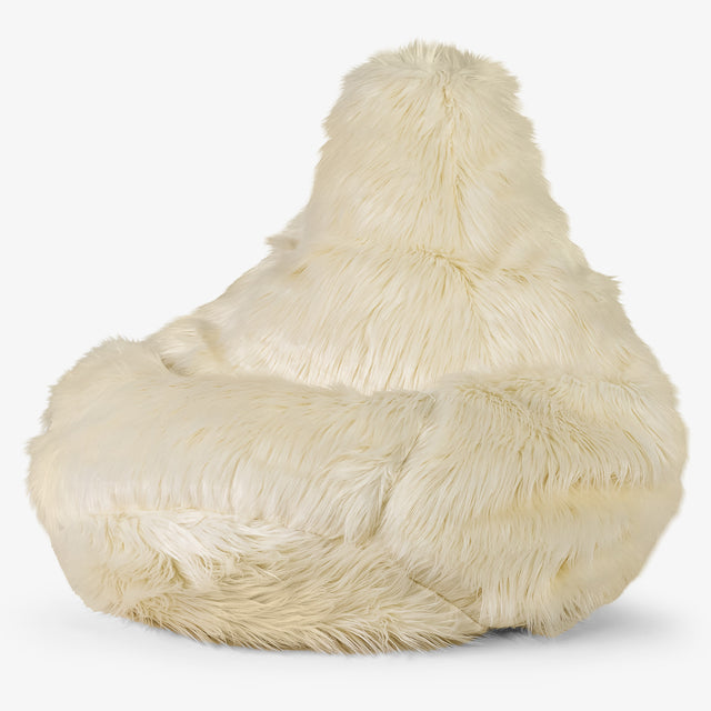 Poltrona Sacco Pouf 'Gioco' - Pelliccia Sintetica Mongola Panna 01