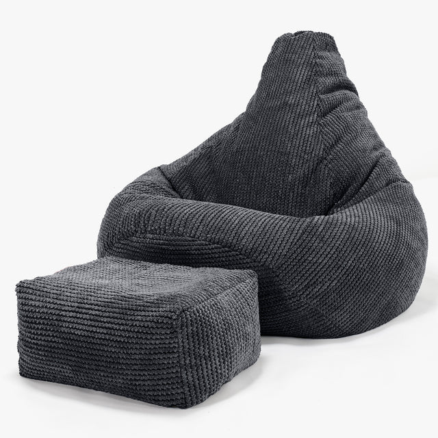 Poltrona Sacco Pouf 'Gioco' - Pompon Nero 01