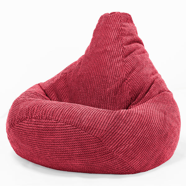 Poltrona Sacco Pouf 'Gioco' - Pompon Rosso pastello 01