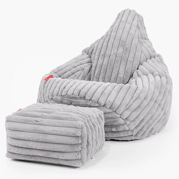 Poltrona Sacco Pouf 'Gioco' - Velluto Felpato Ultra Morbido Grigio1