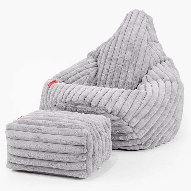 Poltrona Sacco Pouf 'Gioco' - Velluto Felpato Ultra Morbido Grigio1