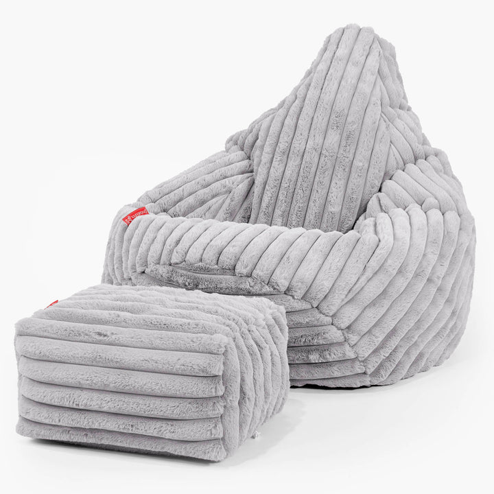 Poltrona Sacco Pouf 'Gioco' - Velluto Felpato Ultra Morbido Grigio1