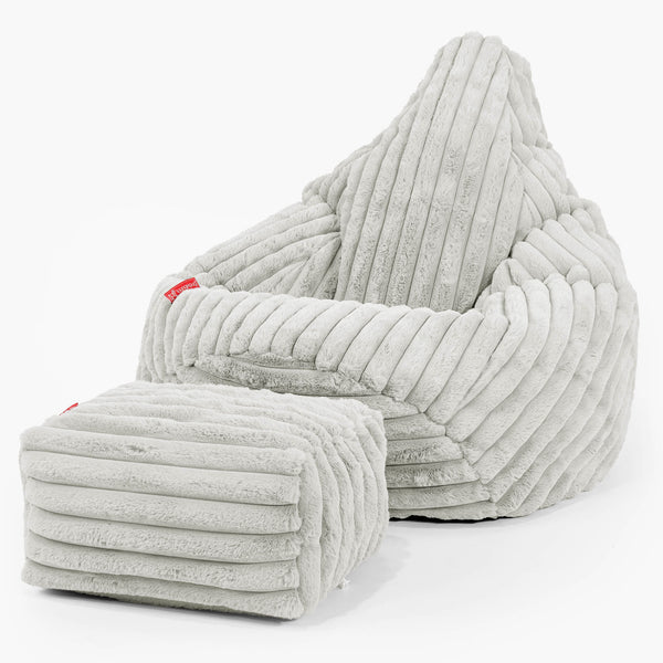 Poltrona Sacco Pouf 'Gioco' - Velluto Felpato Ultra Morbido Verde Salvia1