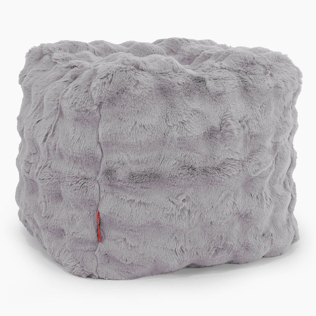 Pouf Cubo Poggiapiedi - Pelliccia Sintetica a Bolle Grigio 01