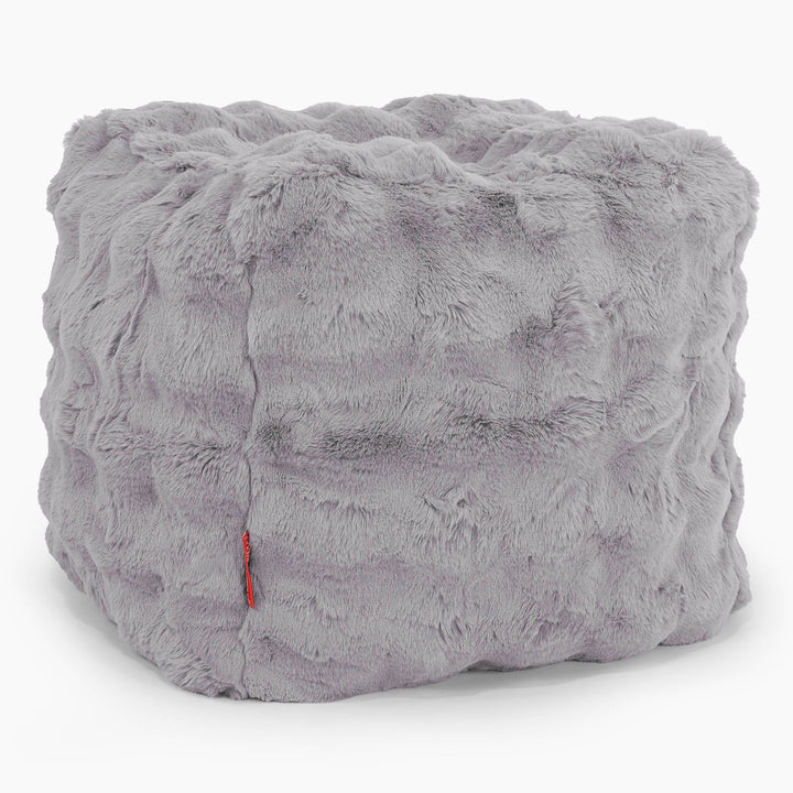 Pouf Cubo Poggiapiedi - Pelliccia Sintetica a Bolle Grigio 01