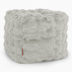 Pouf Cubo Poggiapiedi - Pelliccia Sintetica a Bolle Verde Salvia