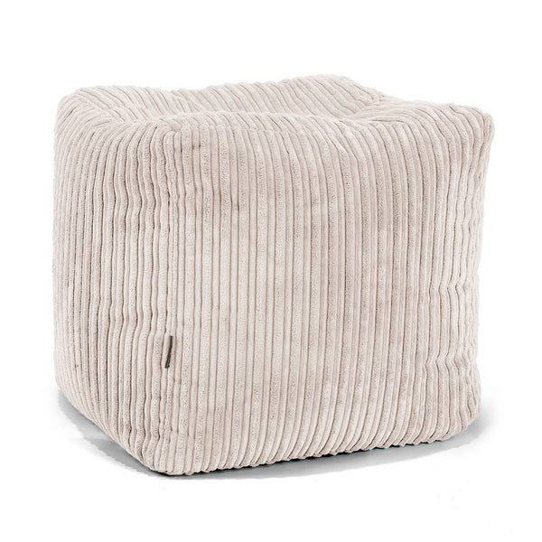 Pouf Cubo Poggiapiedi - Velluto a Coste Avorio 01