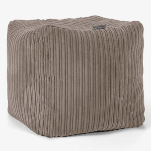 Pouf Cubo Poggiapiedi - Velluto a Coste Grigio Tortora