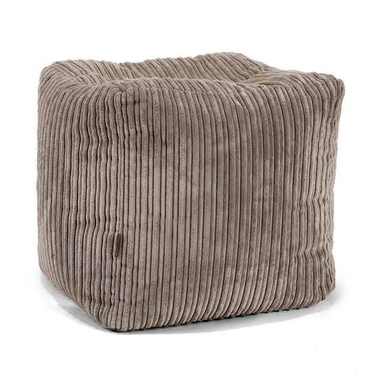 Pouf Cubo Poggiapiedi - Velluto a Coste Grigio Tortora 01
