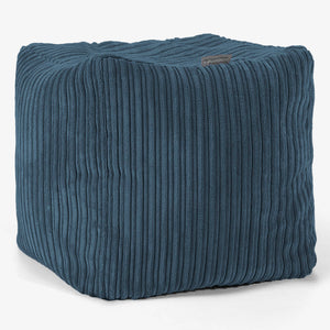Pouf Cubo Poggiapiedi - Velluto a Coste Navy