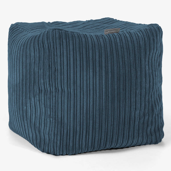 Pouf Cubo Poggiapiedi - Velluto a Coste Navy 01