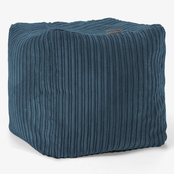 Pouf Cubo Poggiapiedi - Velluto a Coste Navy 01