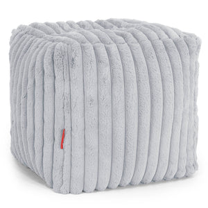 Pouf Cubo Poggiapiedi - Velluto Felpato Ultra Morbido Azzurro Uovo di Anatra