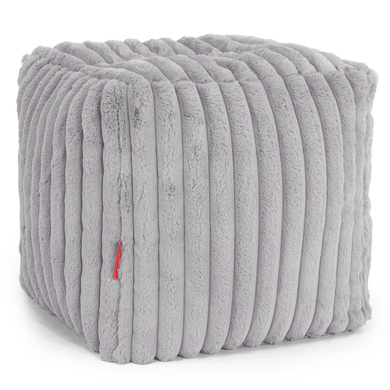 Pouf Cubo Poggiapiedi - Velluto Felpato Ultra Morbido Grigio1