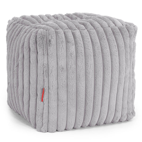 Pouf Cubo Poggiapiedi - Velluto Felpato Ultra Morbido Grigio1