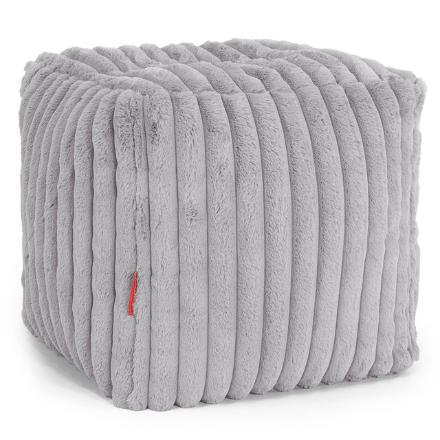 Pouf Cubo Poggiapiedi - Velluto Felpato Ultra Morbido Grigio1