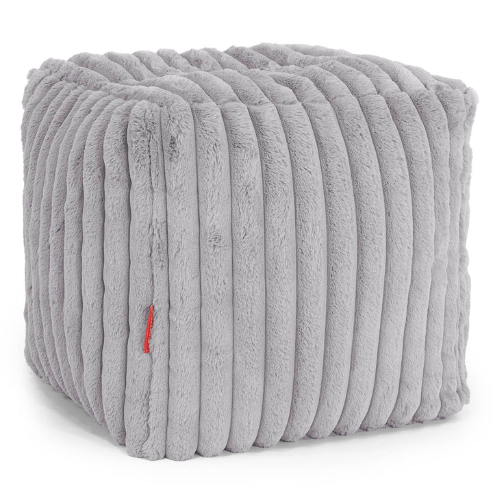 Pouf Cubo Poggiapiedi - Velluto Felpato Ultra Morbido Grigio1