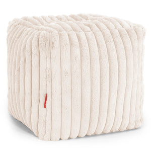 Pouf Cubo Poggiapiedi - Velluto Felpato Ultra Morbido Panna