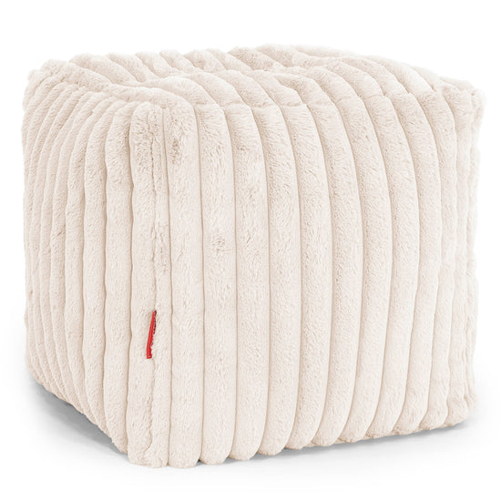 Pouf Cubo Poggiapiedi - Velluto Felpato Ultra Morbido Panna1