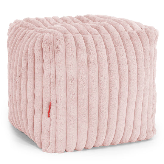 Pouf Cubo Poggiapiedi - Velluto Felpato Ultra Morbido Rosa Antico1