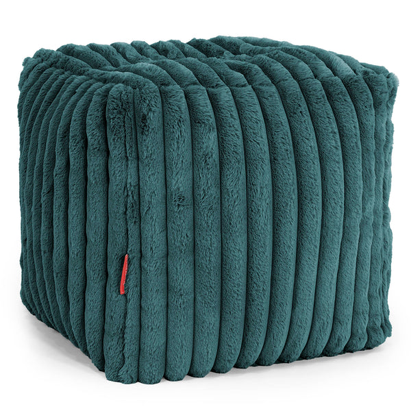 Pouf Cubo Poggiapiedi - Velluto Felpato Ultra Morbido Tiglio1