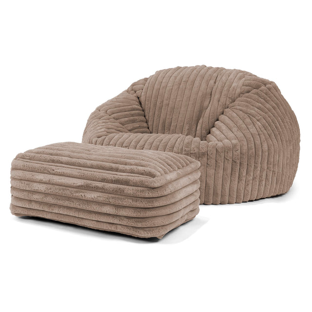 Pouf Divano 'Classico' - Velluto Felpato Ultra Morbido Visone 02