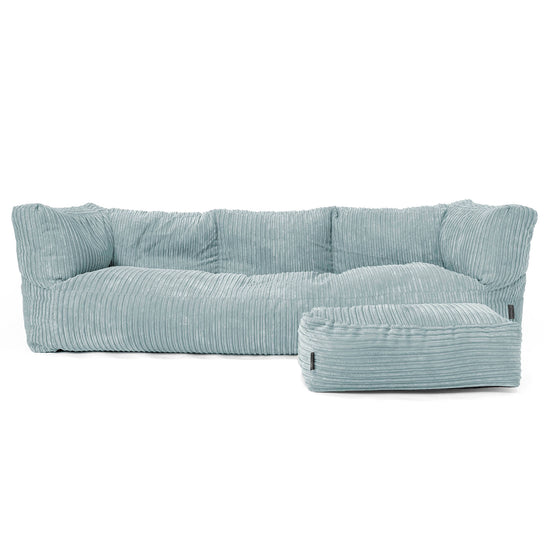 Albert Pouf Divano 3 posti - Velluto a Coste Verde Menta 02