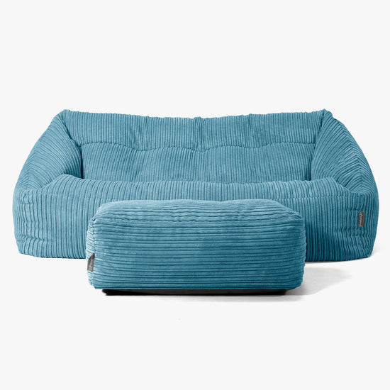 Pouf Divano Maya - Velluto a Coste Egeo Blu 02