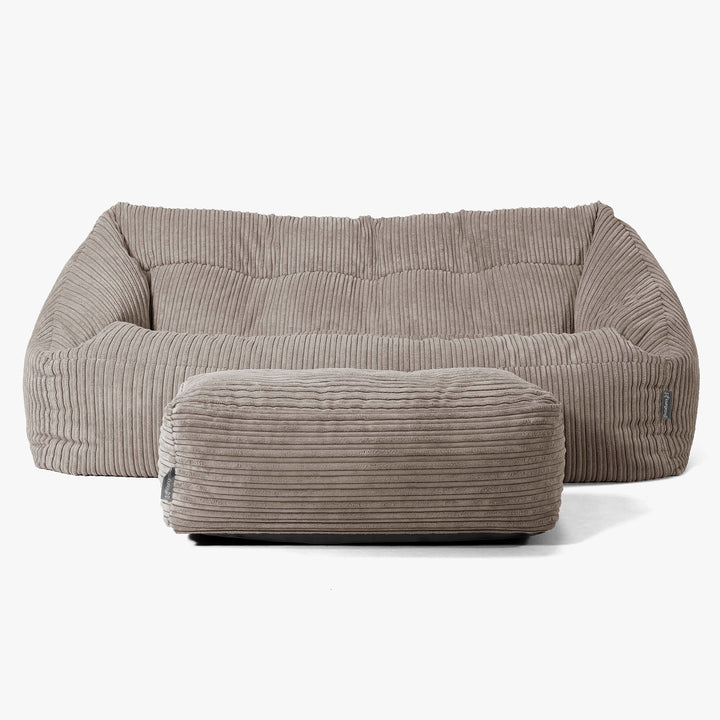 Pouf Divano Maya - Velluto a Coste Grigio Tortora 02