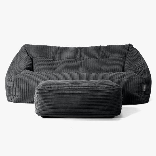 Pouf Divano Maya - Velluto a Coste Nero 02
