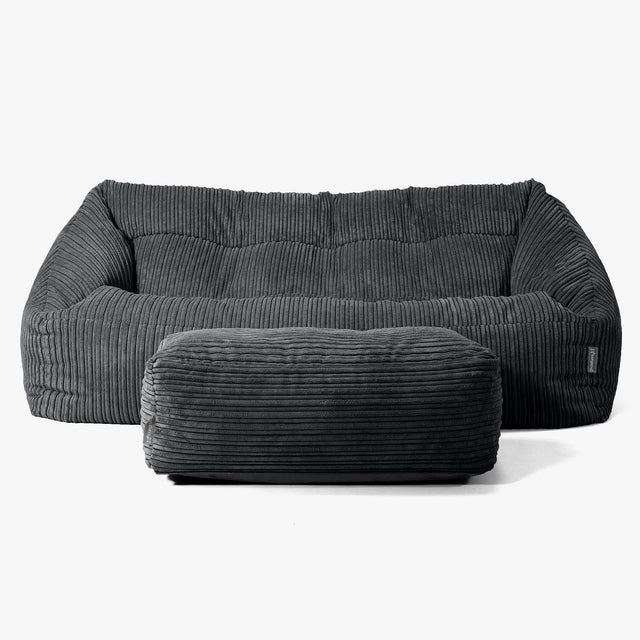 Pouf Divano Maya - Velluto a Coste Nero 02