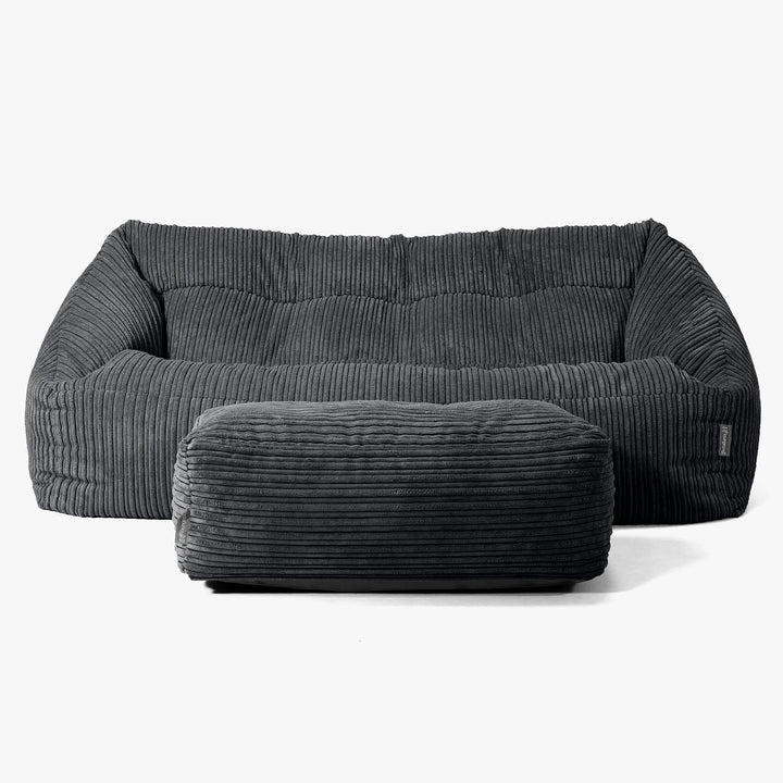 Pouf Divano Maya - Velluto a Coste Nero 02