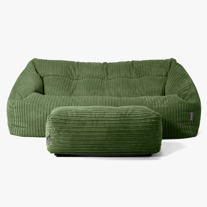 Pouf Divano Maya - Velluto a Coste Verde Foresta 02