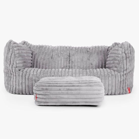 Pouf Divano Ruben - Velluto Felpato Ultra Morbido Grigio2
