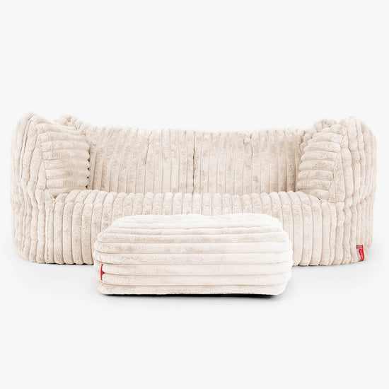 Pouf Divano Ruben - Velluto Felpato Ultra Morbido Panna2