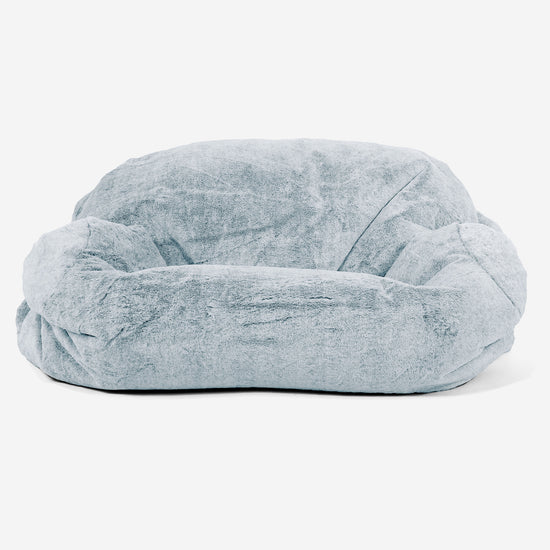 Pouf Divano Sabine - Eco-pelliccia di Coniglio Azzurro Polvere 02