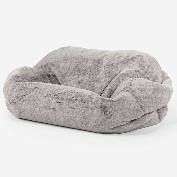 Pouf Divano Sabine - Eco-pelliccia di Coniglio Grigio Chiaro 01