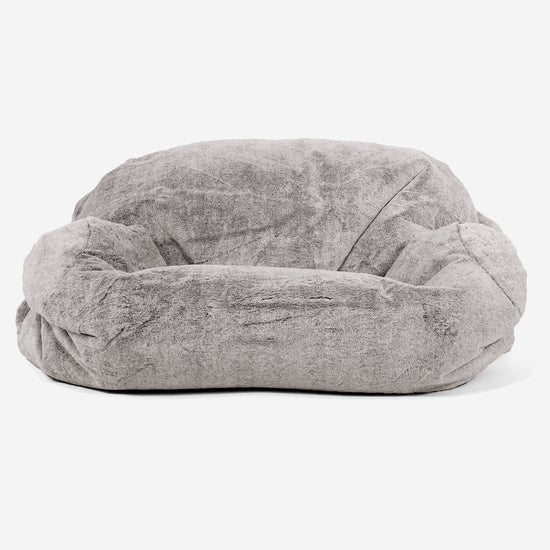 Pouf Divano Sabine - Eco-pelliccia di Coniglio Grigio Chiaro 02