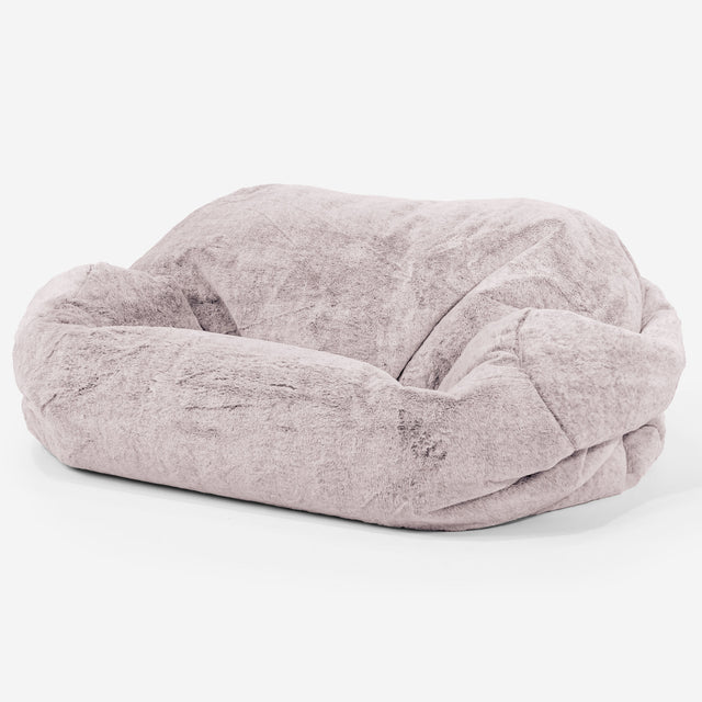 Pouf Divano Sabine - Eco-pelliccia di Coniglio Rosa Antico 01