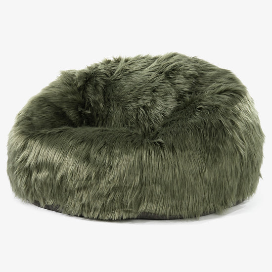Pouf Divano Sacco - Pelliccia Sintetica Mongola Verde Salvia 01