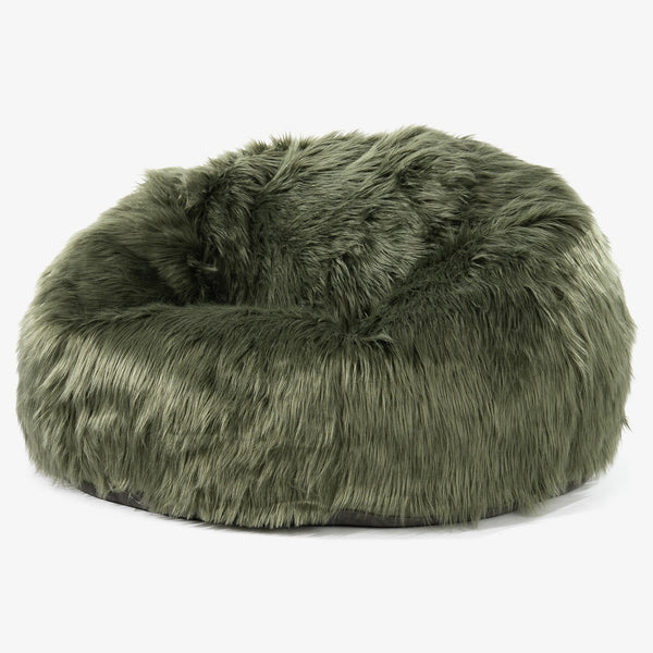 Pouf Divano Sacco - Pelliccia Sintetica Mongola Verde Salvia 01