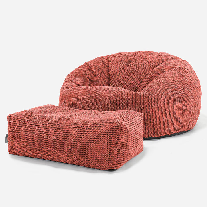 Pouf Divano, Sacco - Pompon Arancione Zucca 02
