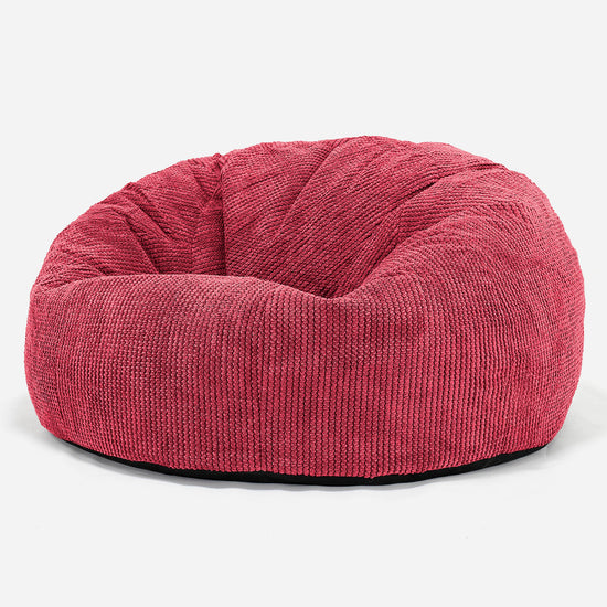 Pouf Divano, Sacco - Pompon Rosso pastello 01