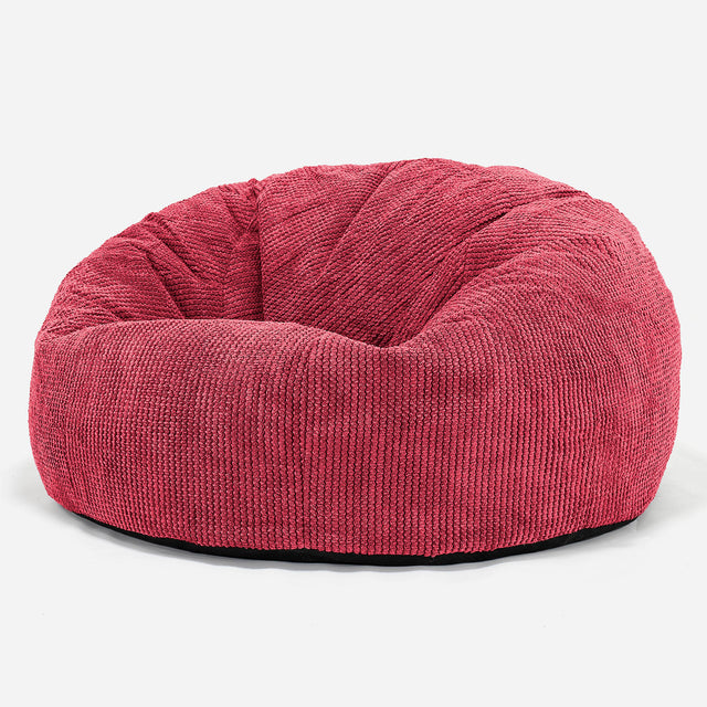 Pouf Divano, Sacco - Pompon Rosso pastello 01