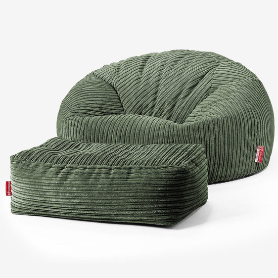 Pouf Divano, Sacco - Velluto a Coste Verde Foresta 02