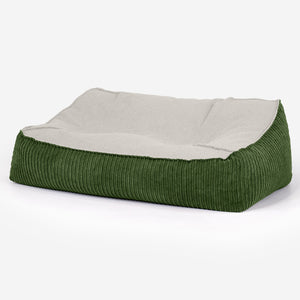 Pouf Divano Sloucher - Bouclé & Velluto a Coste Verde Foresta