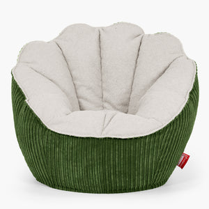 Sedia Pouf Sacco Natalia Sacco - Bouclé & Velluto a Coste Verde Foresta
