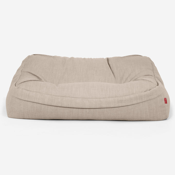 Pouf Divano Sloucher - Effetto Lino Crema 02