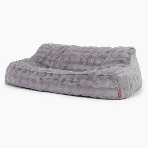 Pouf Divano Sloucher - Pelliccia Sintetica a Bolle Grigio
